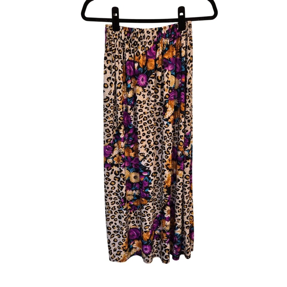 Y2K 90s Prestige Edge Semi-Sheer Floral Animal Print Maxi Shirt Juniors Small